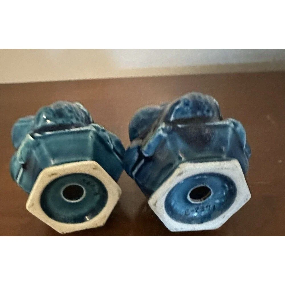 Vintage MCM Inarco Salt & Pepper Shaker Blue Fruit Bowl Topiary No Stopper